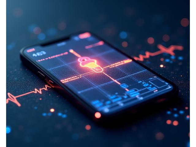 Futuristic digital interface displaying health metrics like heart rate, sleep cycles, and activity levels, emphasizing data connection.