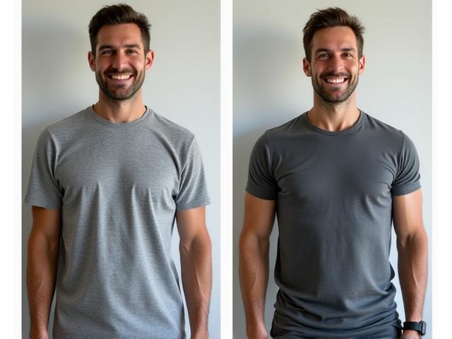Before and After portrait of Mark, 48, showing improved athletic physique and a more confident, healthy appearance after engaging with ArborVitae's metabolic fitness programs. The 'before' is tired, 'after' is vibrant and active.