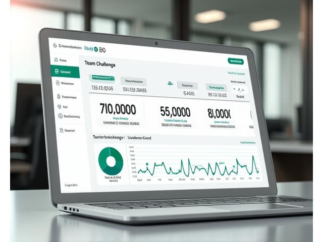 Screenshot of a corporate wellness app dashboard displaying team challenges and engagement metrics.