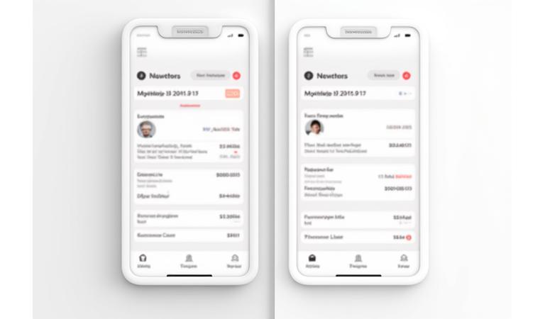 Before and after wireframes of a mobile health app, showcasing improved readability and simplified navigation.