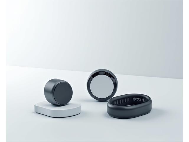 A collage or flat lay of various contemporary sleep trackers like smart rings, wristbands, and under-mattress sensors, displayed cleanly on a light background.