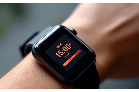 A sleek smartwatch displaying a concise workout timer and progress, symbolizing efficient fitness tracking.