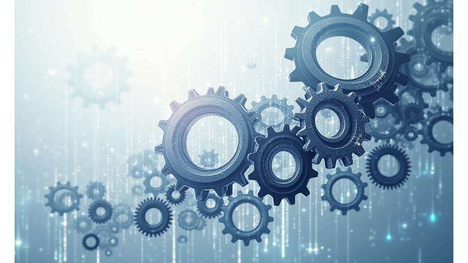 A dynamic abstract image of interconnected gears and flowing data, symbolizing service availability and continuous updates.