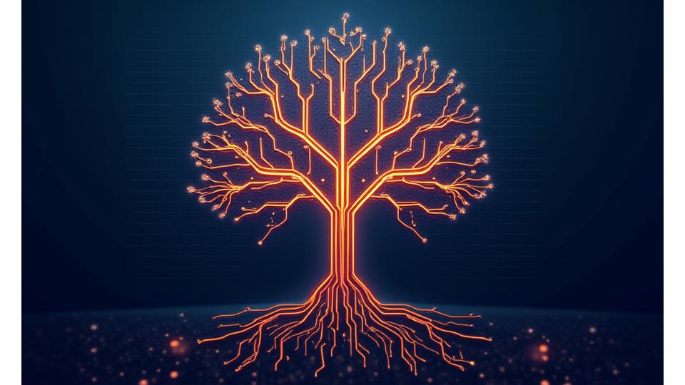 An abstract illustration of a stylized brain with gears and digital elements, representing intellectual property and innovation.